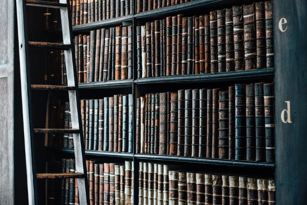 Rechtsübersetzung: Regal mit antiquarischen Büchern